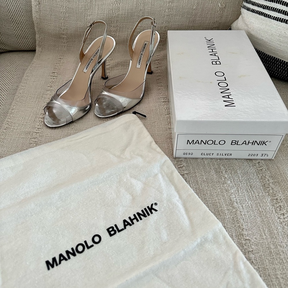 Manolo Blahnik Silver & Clear Heels